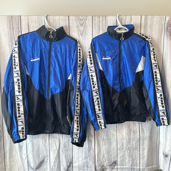 Vintage Matching Diadora Zip Track Jacket Windbreakers - Picture 1 of 14